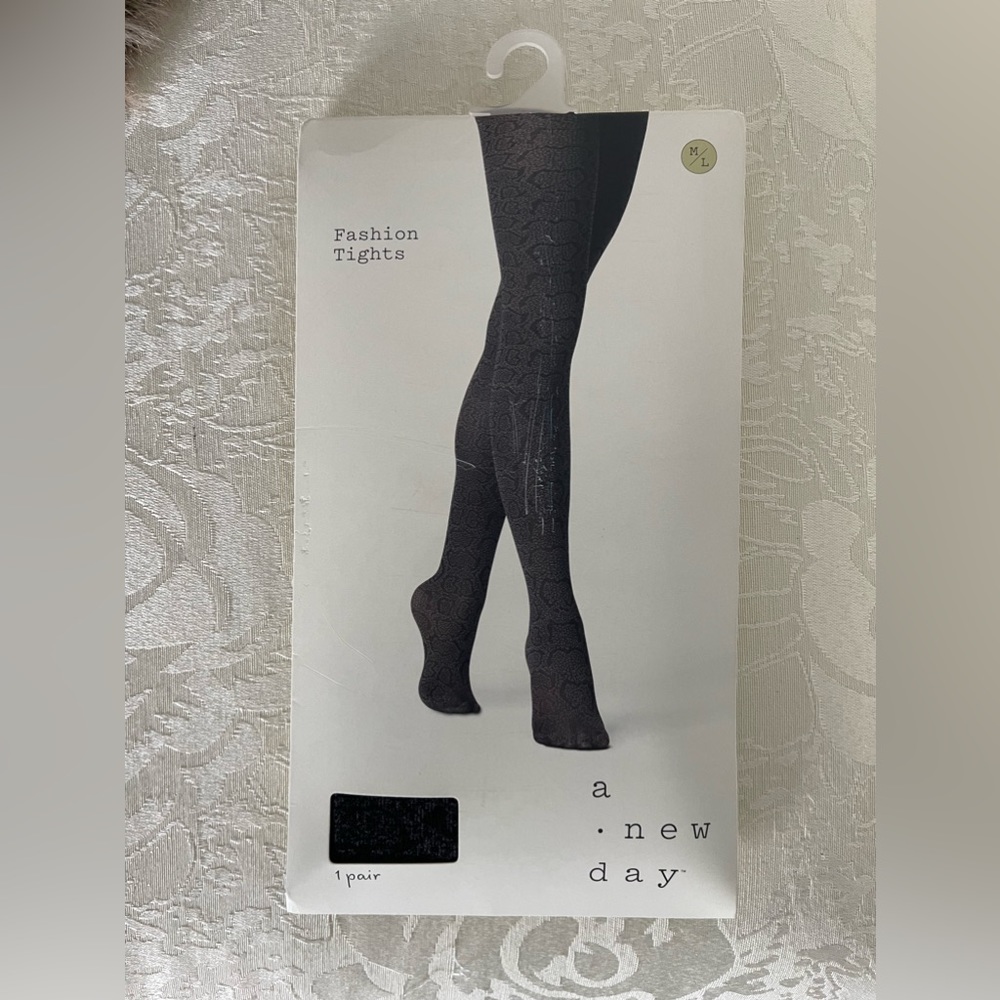 Snakeskin print charcoal grey tights